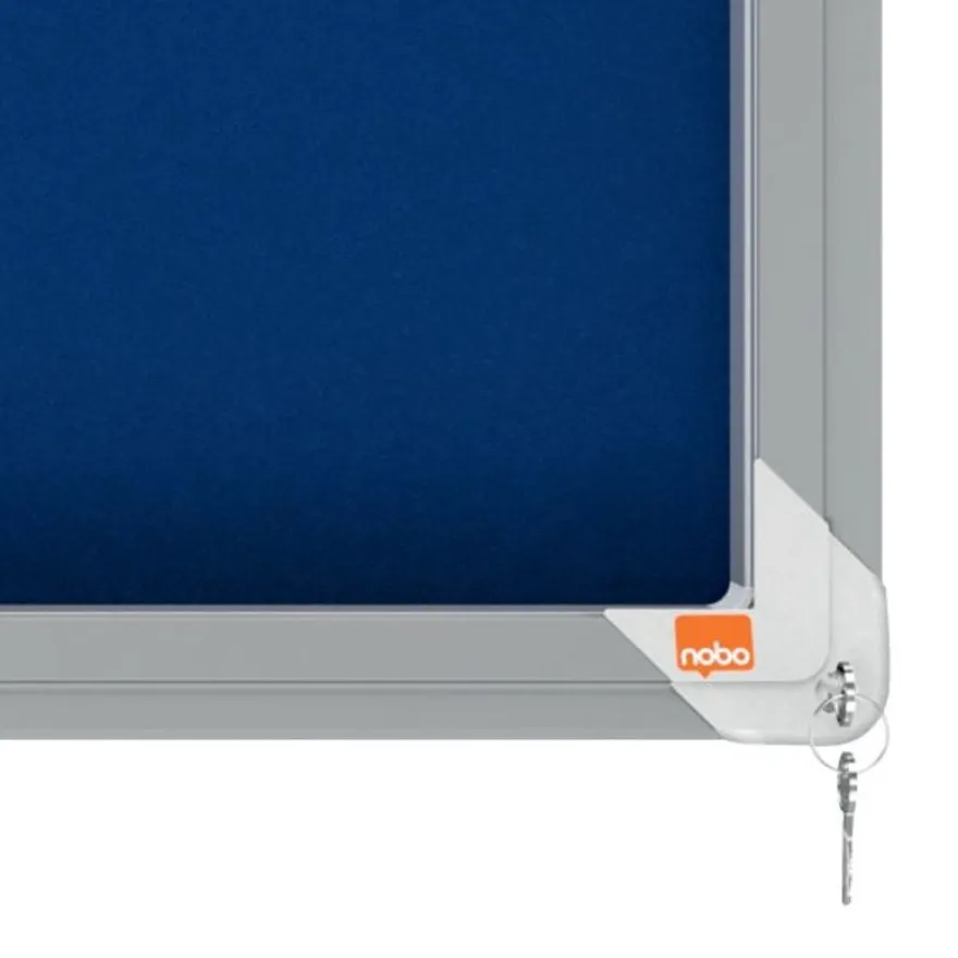 Nobo - Vitrine d'affichage - 8 feuilles A4 - surface en feutre bleu - porte coulissante - 92,2 x 66,5 x 6,3 cm