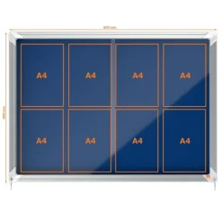 Nobo - Vitrine d'affichage - 8 feuilles A4 - surface en feutre bleu - porte coulissante - 92,2 x 66,5 x 6,3 cm