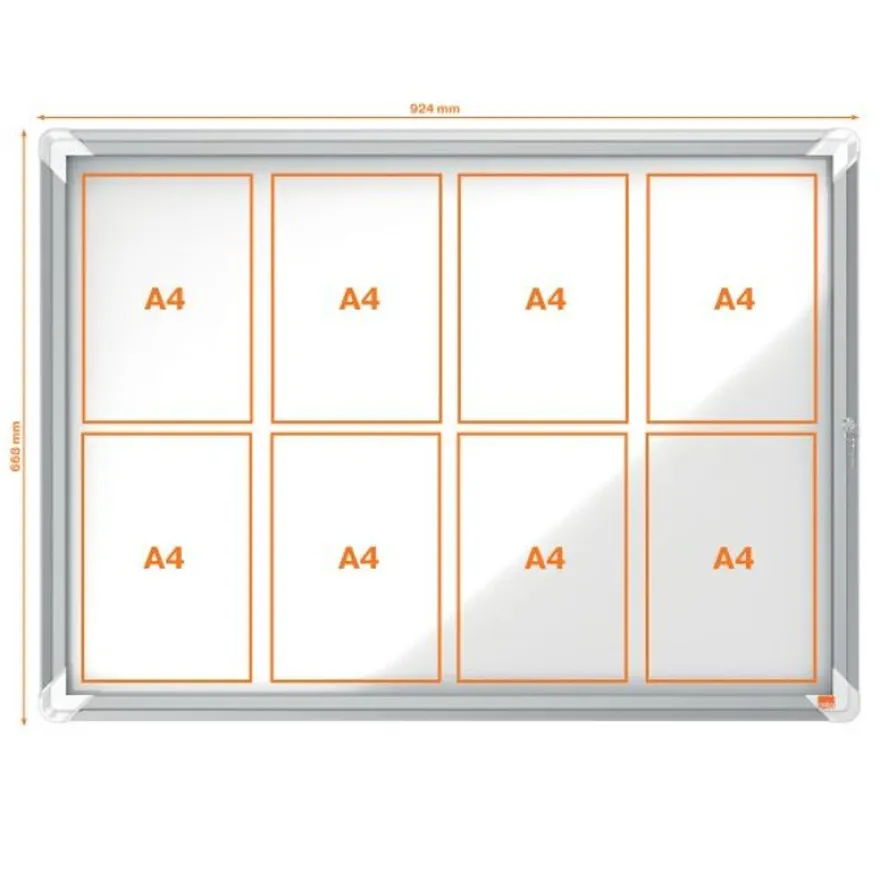 Nobo - Vitrine d'affichage - 8 feuilles A4 - surface magnetique - porte battante - 92,3 x 66,7 x 4,3 cm