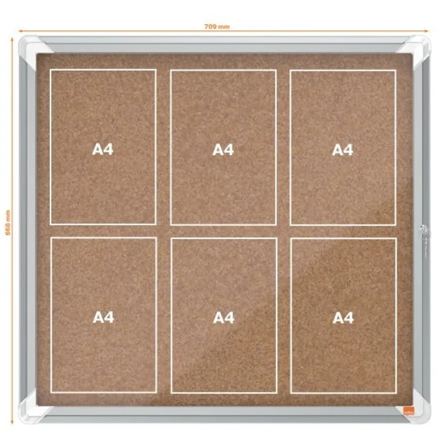 Nobo - Vitrine d'affichage - 6 feuilles A4 - surface liege - porte battante - 70,8 x 66,7 x 4,3 cm