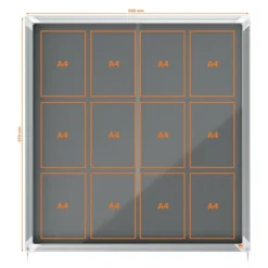 Nobo - Vitrine d'affichage - 12 feuilles A4 - surface en feutre gris - porte coulissante - 92,2 x 96,7 x 6,3 cm
