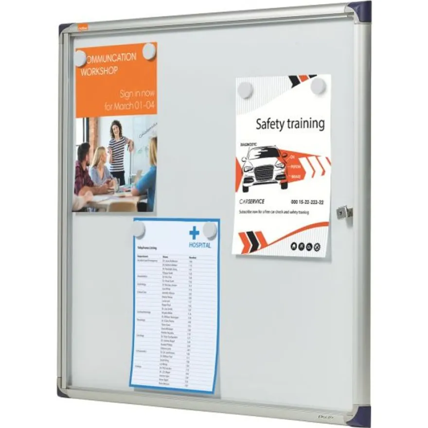 Nobo - Vitrine d'intérieur extra plate - 6 feuilles A4 - surface magnetique - porte battante - 68 x 72,5 x 2,5 cm