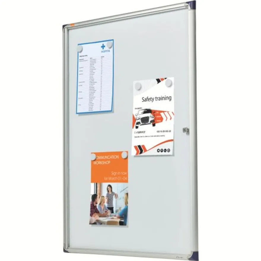 Nobo - Vitrine d'intérieur extra plate - 9 feuilles A4 - surface magnetique - porte battante - 73 x 98 x 2,5 cm