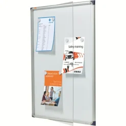 Nobo - Vitrine d'intérieur extra plate - 9 feuilles A4 - surface magnetique - porte battante - 73 x 98 x 2,5 cm