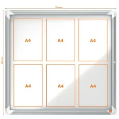 Nobo - Vitrine extérieure - 6 feuilles A4 - Surface magnétique - porte battante - 70,8 x 66,7 x 4,3 cm