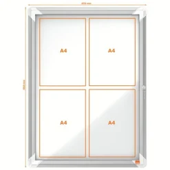 Nobo - Vitrine extérieure - 4 feuilles A4 - Surface magnétique - porte battante - 49,4 x 66,7 x 4,5 cm