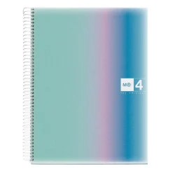 Notebook Aurora, Couverture souple, A4, quadrillage 5x5 mm, 120 feuilles de 4 couleurs, Miquelrius, Santorini.