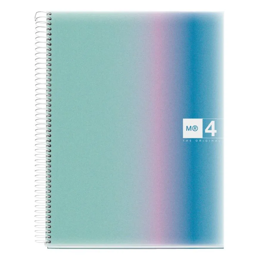 Notebook Aurora, Couverture souple, A4, quadrillage 5x5 mm, 120 feuilles de 4 couleurs, Miquelrius, Santorini.