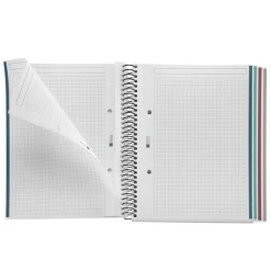 Notebook Eco Design, Carton recyclé, A5, quadrillage 5x5 mm, 120 feuilles de 4 couleurs, Miquelrius, Noir.