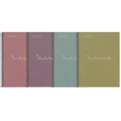 Notebook Eco Emotions, Carton recyclé, A4, quadrillage 5x5 mm, 80 feuilles de 1 couleur, Miquelrius, Lavande.