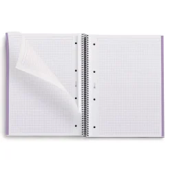 Notebook Eco Emotions, Carton recyclé, A4, quadrillage 5x5 mm, 80 feuilles de 1 couleur, Miquelrius, Lavande.