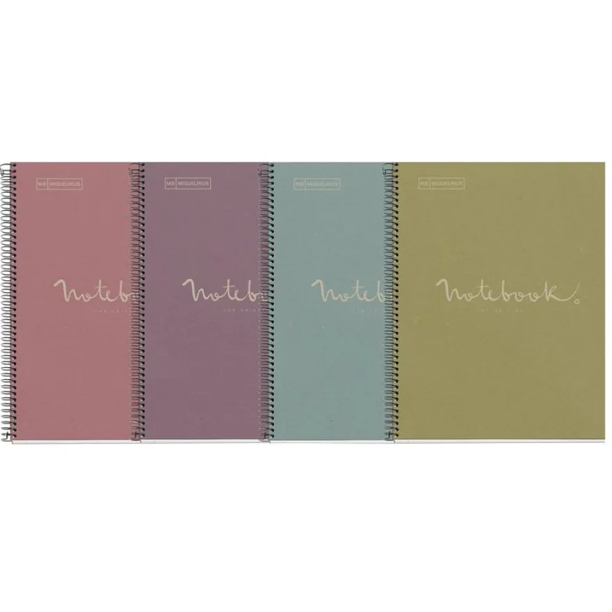 Notebook Eco Emotions, Carton recyclé, A4, quadrillage 5x5 mm, 80 feuilles de 1 couleur, Miquelrius, Vert.