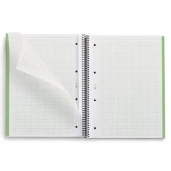 Notebook Eco Emotions, Carton recyclé, A4, quadrillage 5x5 mm, 80 feuilles de 1 couleur, Miquelrius, Vert.