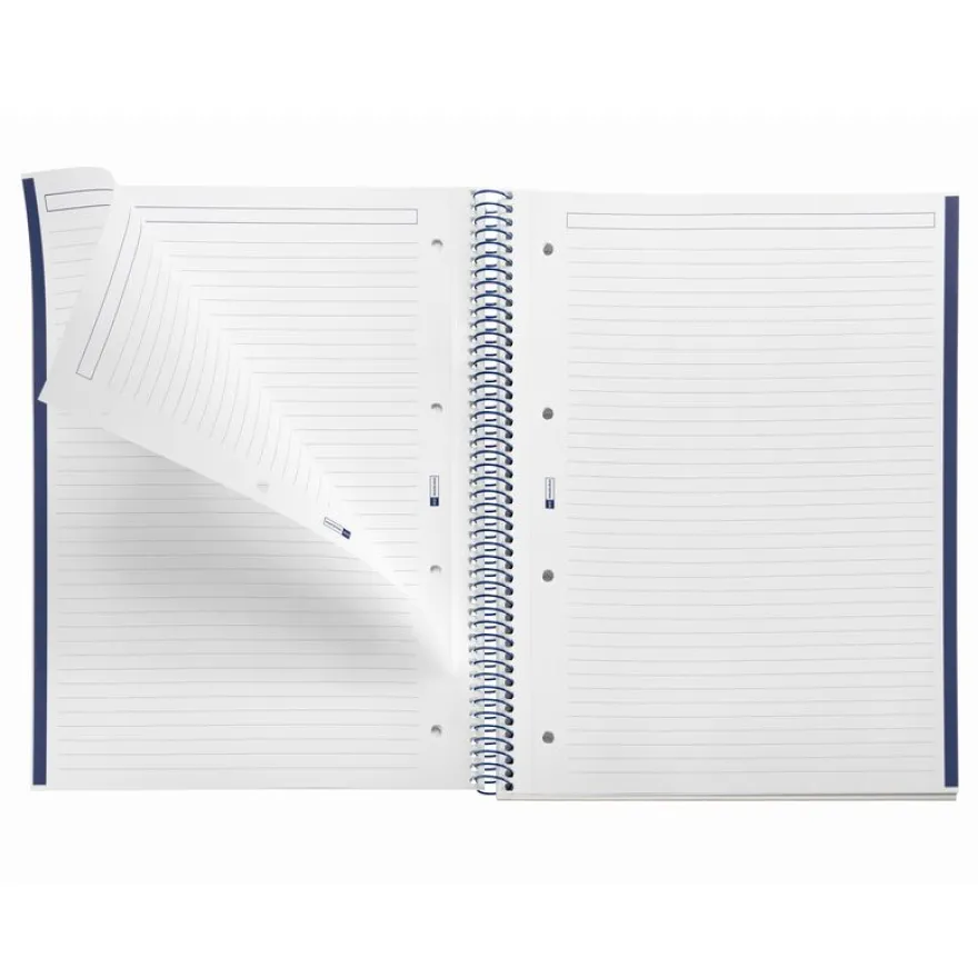 Notebook Emotions, Couverture rigide, A4, lignes horizontales 7 mm, 80 feuilles de 1 couleur, Miquelrius, Marine.