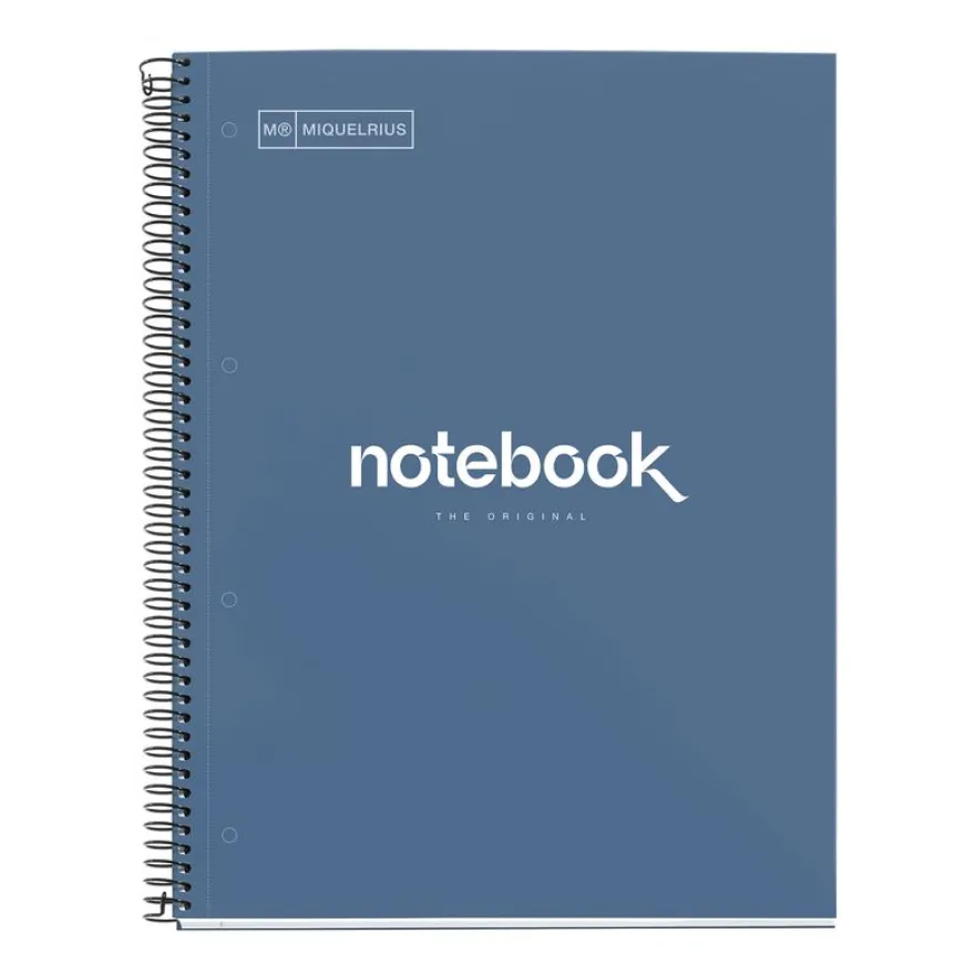Notebook Emotions, Couverture rigide, A4, lignes horizontales 7 mm, 80 feuilles de 1 couleur, Miquelrius, Marine.