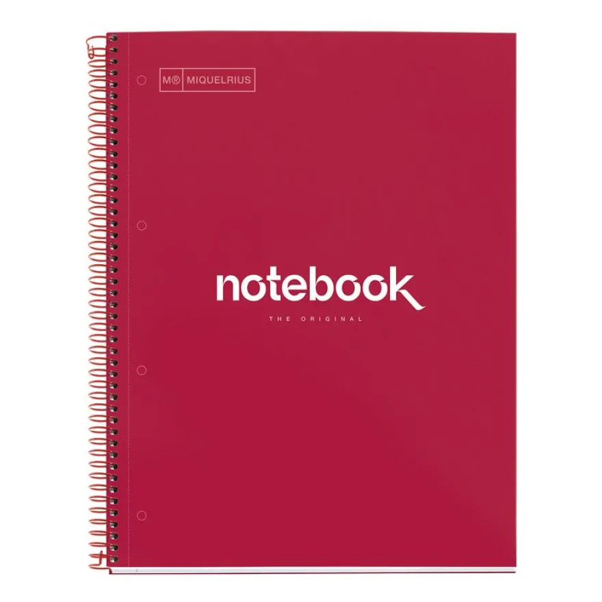 Notebook Emotions, Couverture rigide, A4, quadrillage 5x5 mm, 80 feuilles de 1 couleur, Miquelrius, Rouge.