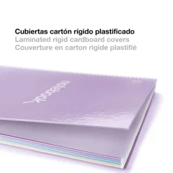 Notebook Emotions, Couverture rigide, A4, lignes horizontales 7 mm, 120 feuilles de 5 couleurs, Miquelrius, Lavande.