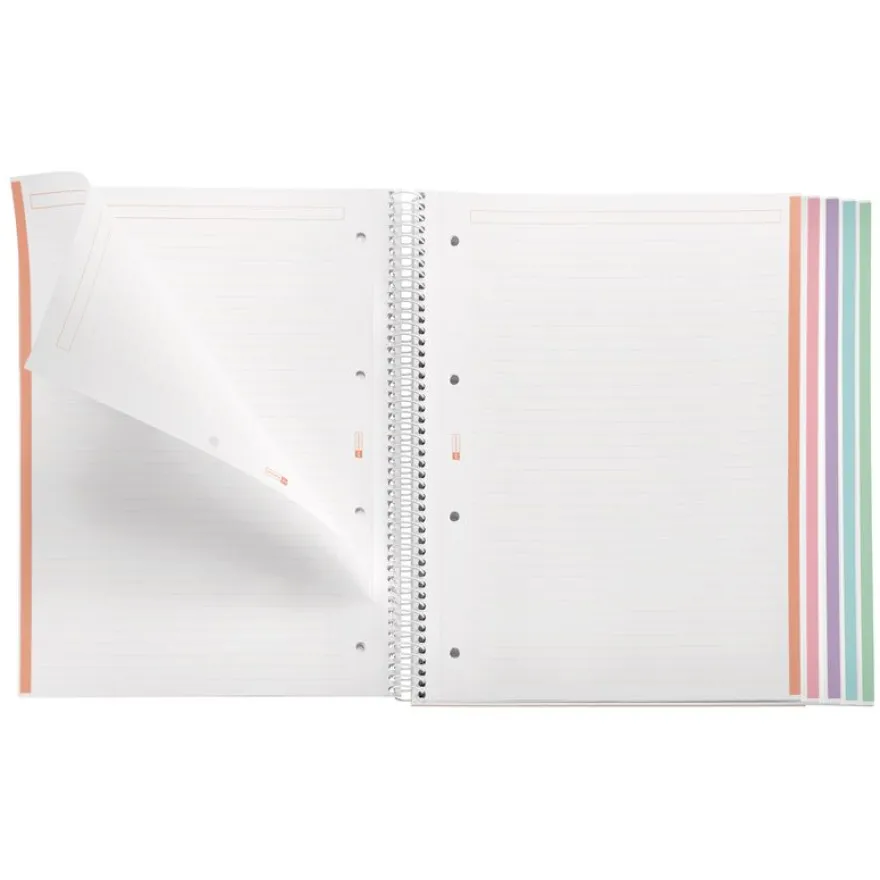 Notebook Emotions, Couverture rigide, A4, lignes horizontales 7 mm, 120 feuilles de 5 couleurs, Miquelrius, Lavande.