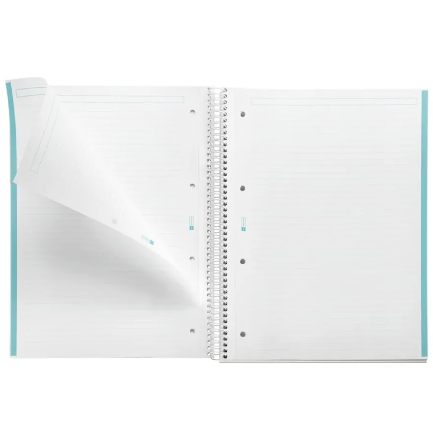 Notebook Emotions, Couverture rigide, A4, lignes horizontales 7 mm, 80 feuilles de 1 couleur, Miquelrius, Bleu Ciel.