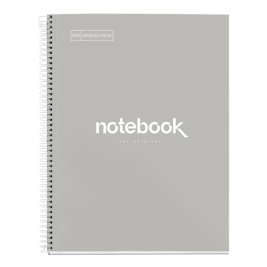 Notebook Emotions, Couverture rigide, A4, lignes horizontales 7 mm, 80 feuilles de 1 couleur, Miquelrius, Gris.