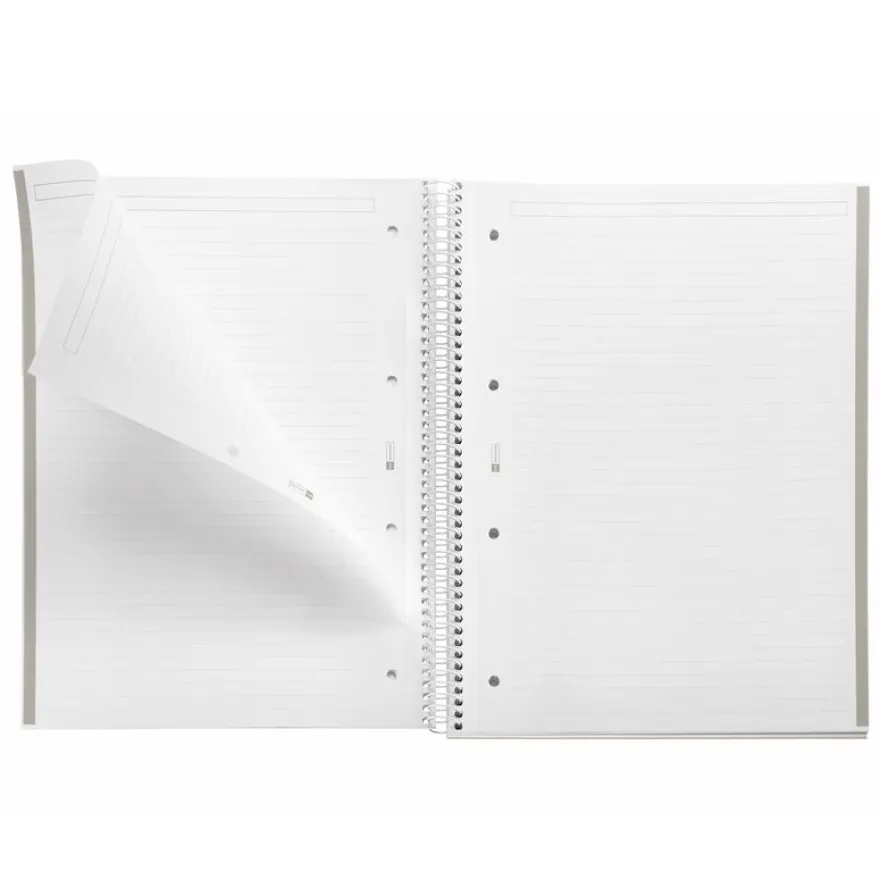 Notebook Emotions, Couverture rigide, A4, lignes horizontales 7 mm, 80 feuilles de 1 couleur, Miquelrius, Gris.