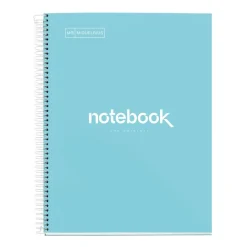 Notebook Emotions, Couverture rigide, A4, lignes horizontales 7 mm, 120 feuilles de 5 couleurs, Miquelrius, Bleu Ciel.