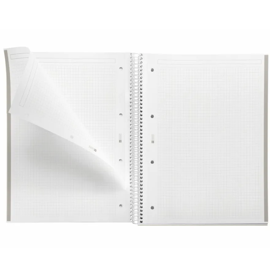 Notebook Emotions, Couverture rigide, A4, quadrillage 5x5 mm, 80 feuilles de 1 couleur, Miquelrius, Gris.