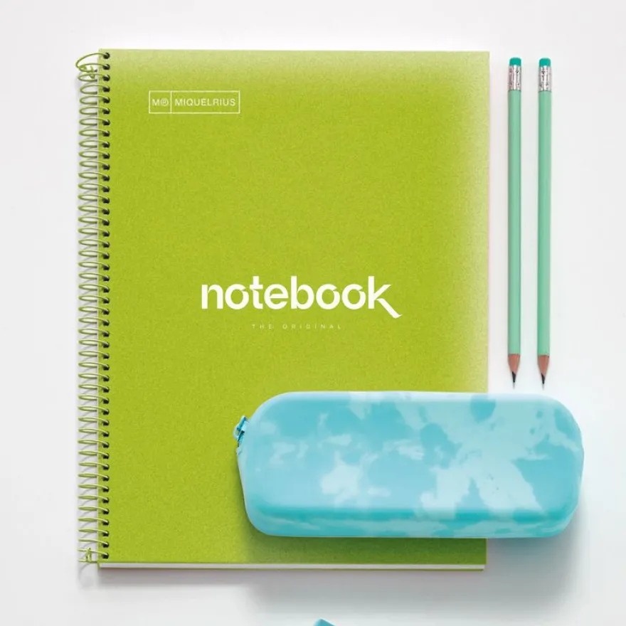 Notebook Emotions, Couverture souple, A4, lignes horizontales 7 mm, 120 feuilles de 5 couleurs, Miquelrius, Lime.