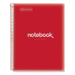 Notebook Emotions, Couverture souple, A4, quadrillage 5x5 mm, 80 feuilles de 1 couleur, Miquelrius, Rouge.