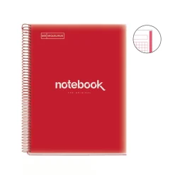 Notebook Emotions, Couverture souple, A4, quadrillage 5x5 mm, 80 feuilles de 1 couleur, Miquelrius, Rouge.