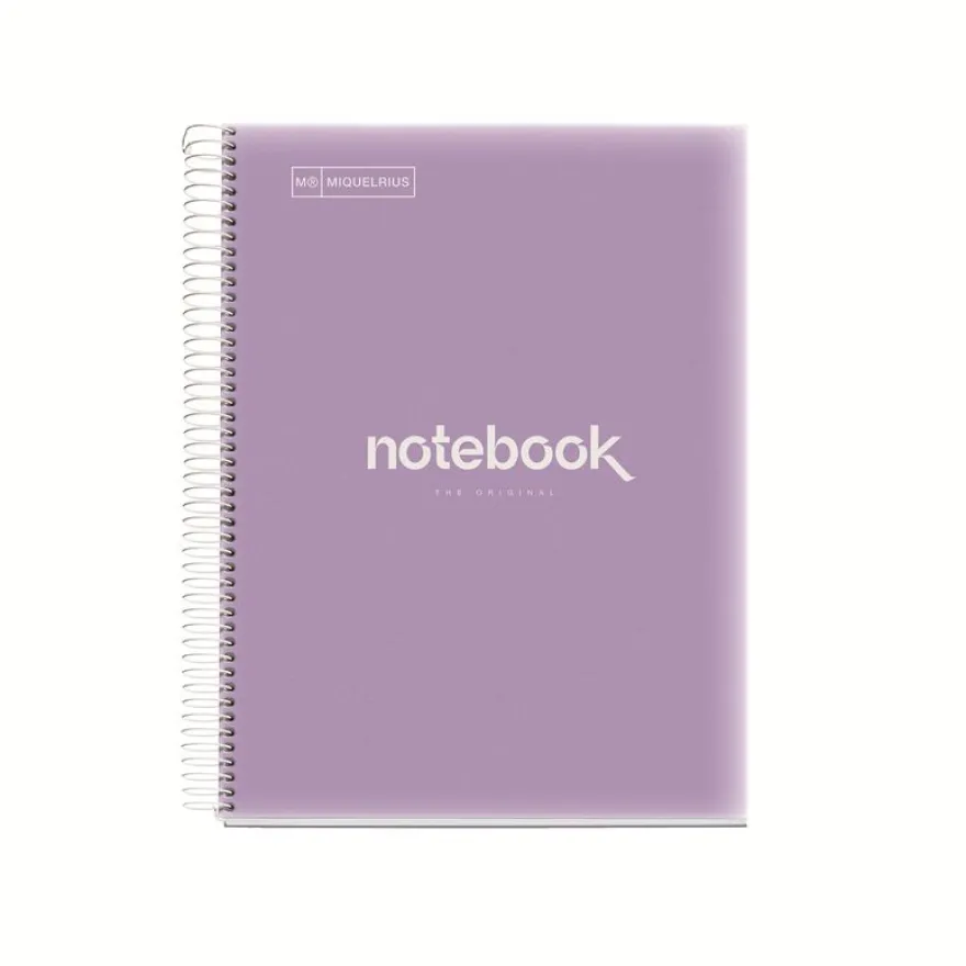 Notebook Emotions, Couverture souple, A4, séyès, 80 feuilles de 1 couleur, Miquelrius, Lilas.