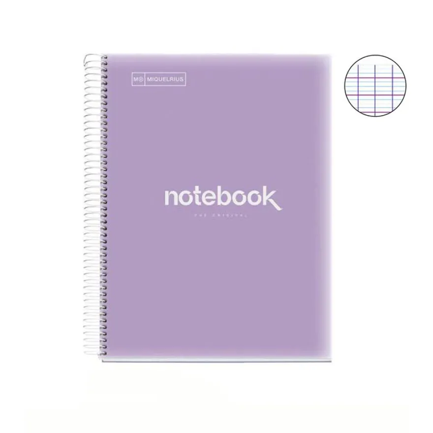 Notebook Emotions, Couverture souple, A4, séyès, 80 feuilles de 1 couleur, Miquelrius, Lilas.
