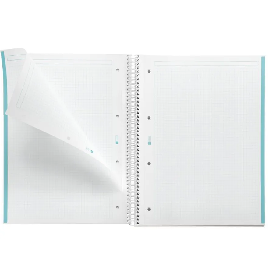 Notebook Emotions, Couverture souple, A4, quadrillage 5x5 mm, 80 feuilles de 1 couleur, Miquelrius, Bleu Ciel.