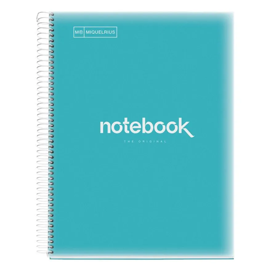 Notebook Emotions, Couverture souple, A4, quadrillage 5x5 mm, 80 feuilles de 1 couleur, Miquelrius, Bleu Ciel.
