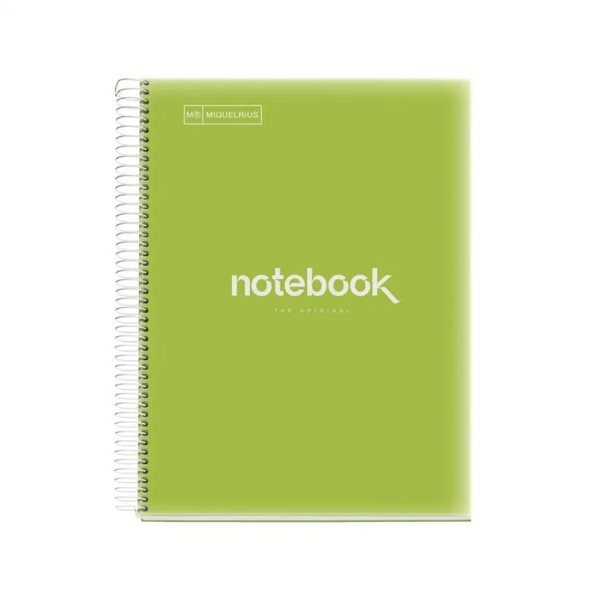 Notebook Emotions, Couverture souple, A4, séyès, 80 feuilles de 1 couleur, Miquelrius, Lime.