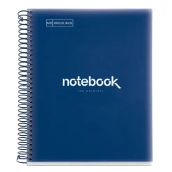 Notebook Emotions, Couverture souple, A5, lignes horizontales 7 mm, 120 feuilles de 5 couleurs, Miquelrius, Bleu Marine.