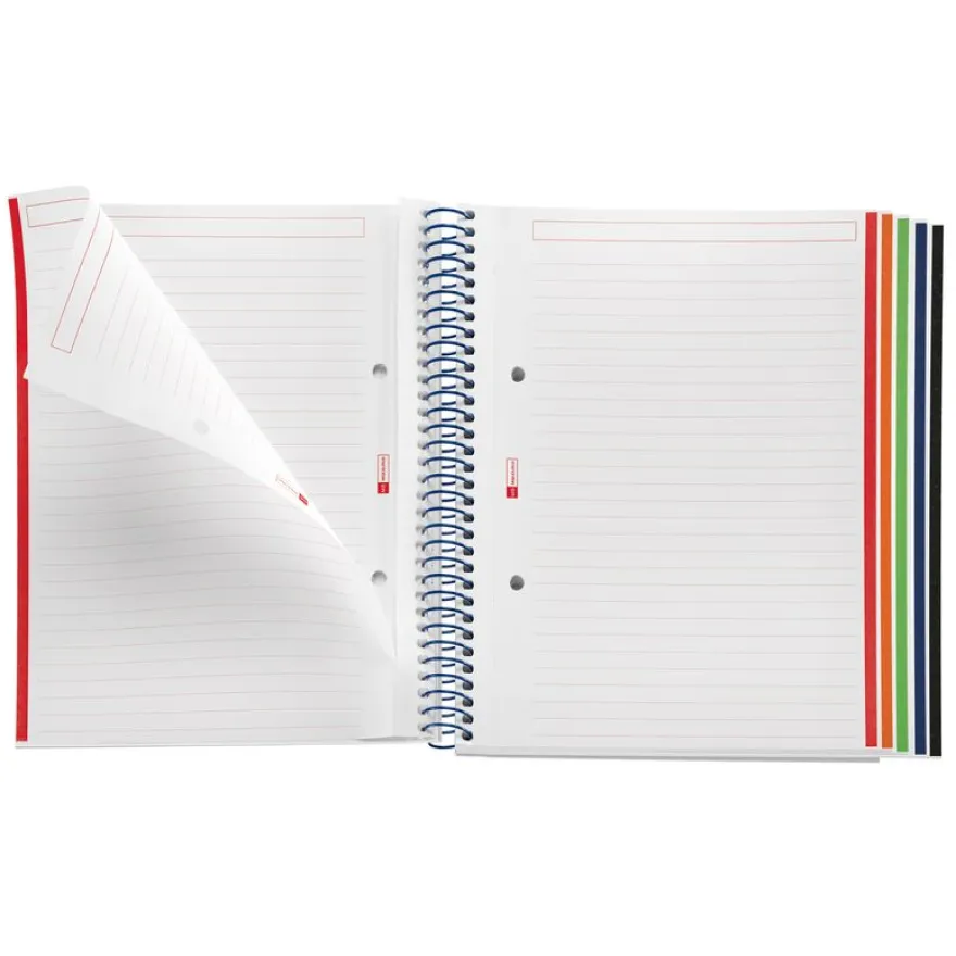 Notebook Emotions, Couverture souple, A5, lignes horizontales 7 mm, 120 feuilles de 5 couleurs, Miquelrius, Bleu Marine.