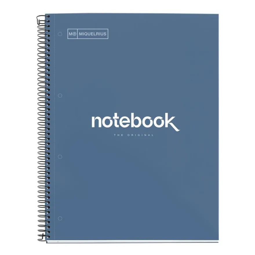 Notebook Emotions, Couverture rigide, A4, quadrillage 5x5 mm, 80 feuilles de 1 couleur, Miquelrius, Marine.