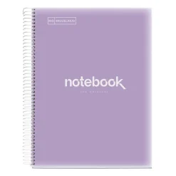 Notebook Emotions, Couverture souple, A4, lignes horizontales 7 mm, 120 feuilles de 5 couleurs, Miquelrius, Lavande.