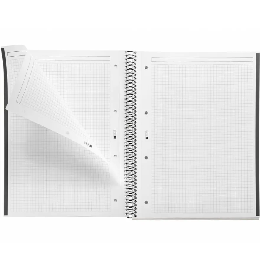 Notebook Emotions, Couverture rigide, A4, quadrillage 5x5 mm, 80 feuilles de 1 couleur, Miquelrius, Noir.