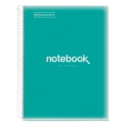 Notebook Emotions, Couverture souple, A4, lignes horizontales 7 mm, 120 feuilles de 5 couleurs, Miquelrius, Turquoise.