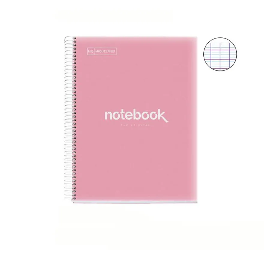 Notebook Emotions, Couverture souple, A4, séyès, 80 feuilles de 1 couleur, Miquelrius, Rose.