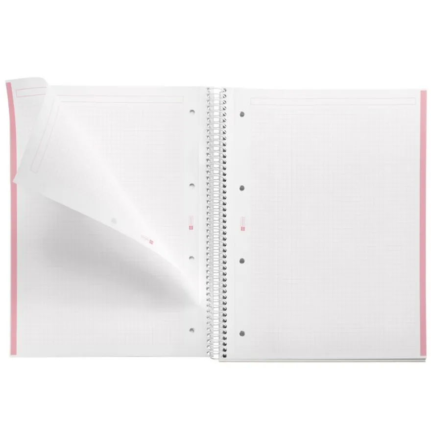 Notebook Emotions, Couverture souple, A4, quadrillage 5x5 mm, 80 feuilles de 1 couleur, Miquelrius, Rose.