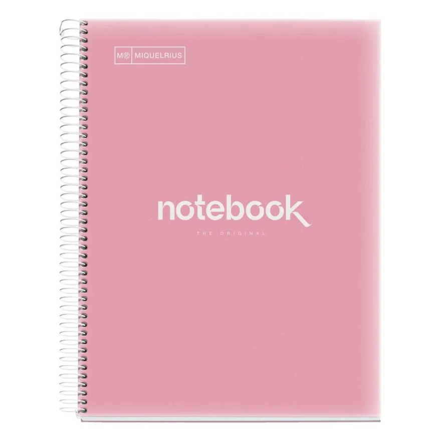 Notebook Emotions, Couverture souple, A4, quadrillage 5x5 mm, 80 feuilles de 1 couleur, Miquelrius, Rose.