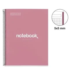 NOTEBOOK MIQUELRIUS - Cahier à spirale A4 (21x29,7 cm) - 160 pages - petits carreaux (5x5) - rose poudré