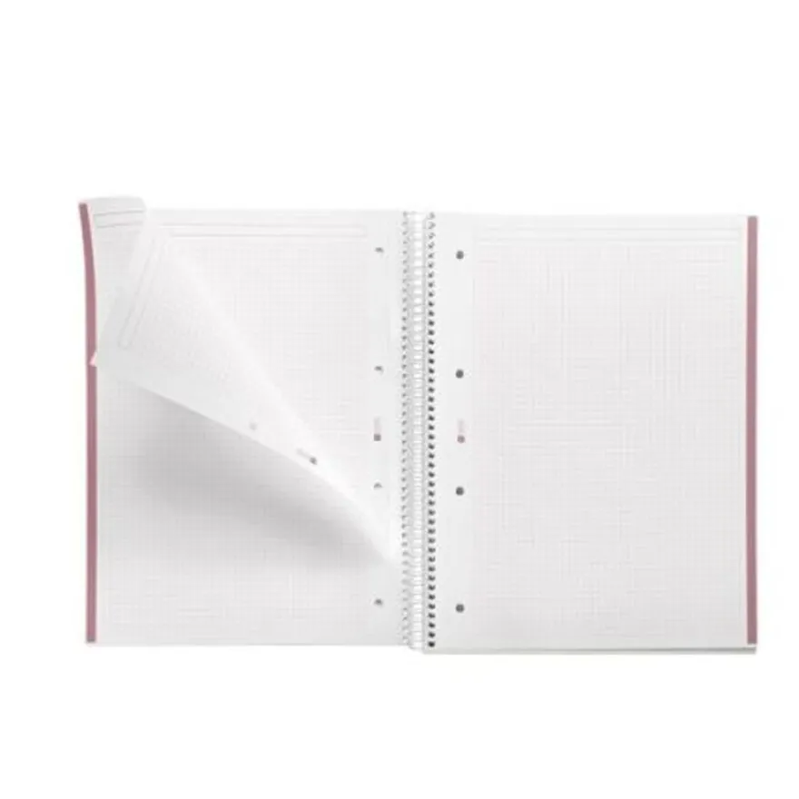 NOTEBOOK MIQUELRIUS - Cahier à spirale A4 (21x29,7 cm) - 160 pages - petits carreaux (5x5) - rose poudré