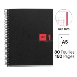 Notebook The Original, Couverture souple, A5, quadrillage 5x5 mm, 80 feuilles de 1 couleur, Miquelrius, Gris.
