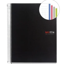Notebook The Original, Couverture souple, A4, quadrillage 5x5 mm, 140 feuilles de 4 couleurs, Miquelrius, Noir.