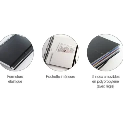 Notebook The Original, Couverture souple, A4, quadrillage 5x5 mm + Lisse, 120 feuilles de 2 couleurs, Miquelrius, Noir, Professionnel.