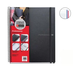Notebook The Original, Couverture souple, A4, quadrillage 5x5 mm + Lisse, 120 feuilles de 2 couleurs, Miquelrius, Noir, Professionnel.